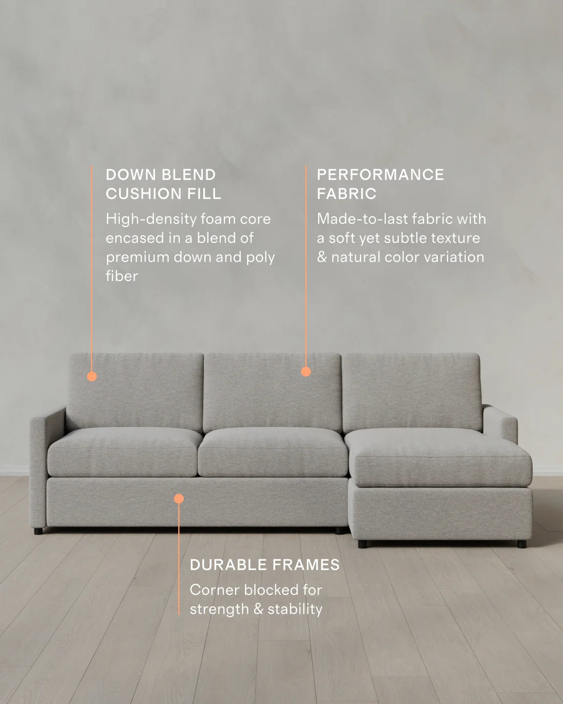 Brennan Chaise Sectional in Performance Basketweave - Right Arm / Flax