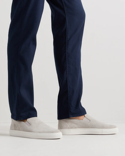 Italian Calfskin Suede Slip-On Sneaker - 7 / Bone
