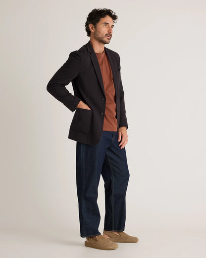 Cotton Pique Knit Blazer - XS / Heather Charcoal