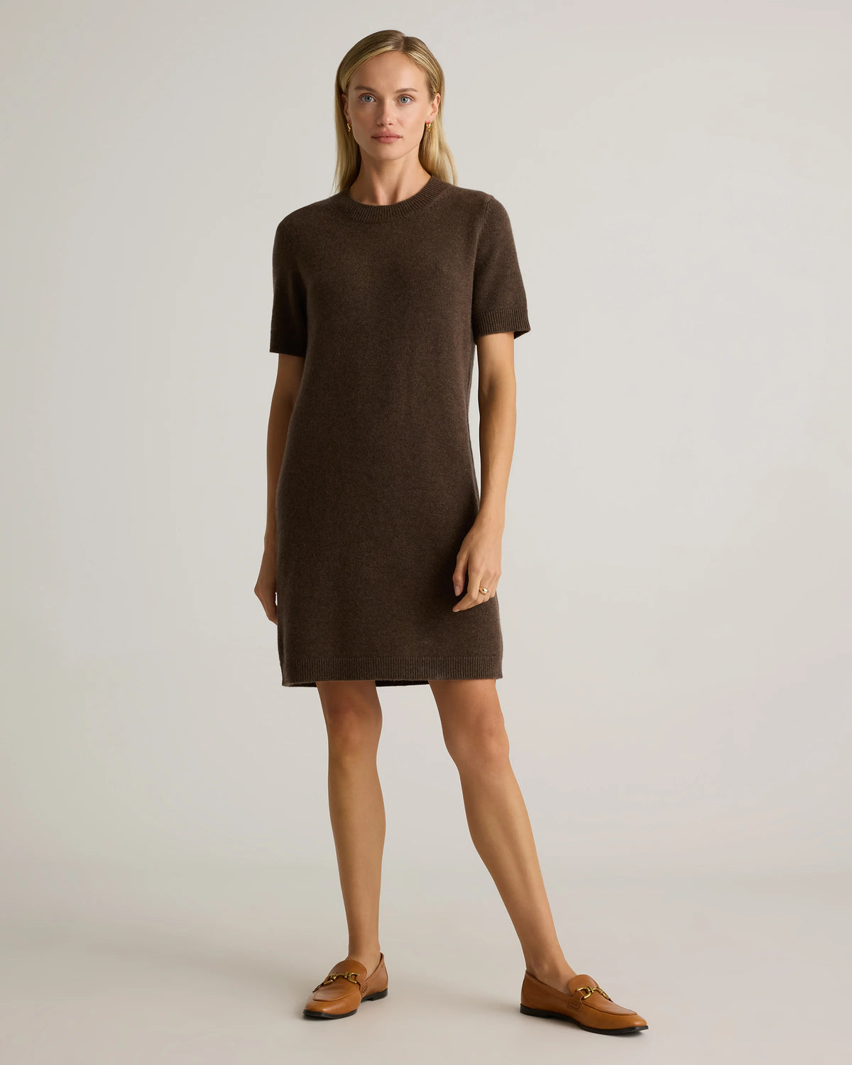 Mongolian Cashmere Short Sleeve Mini Dress - XS / Faded Denim