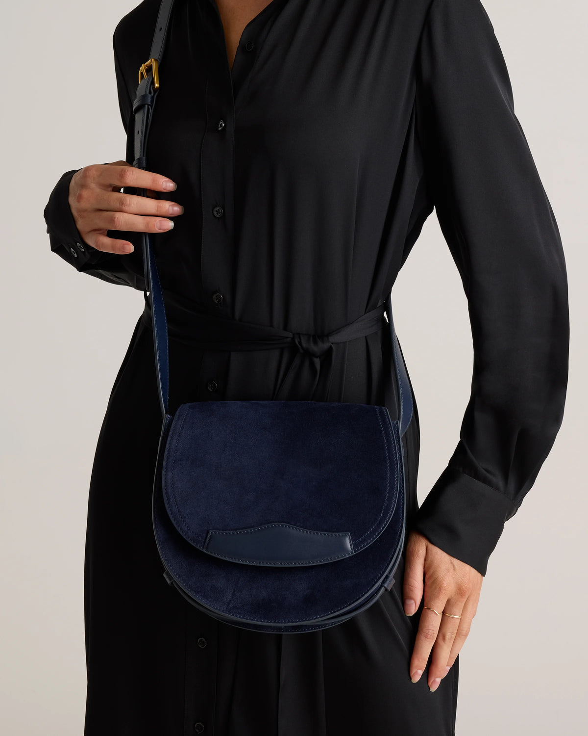 Italian Suede Saddle Bag - One Size / Pebble