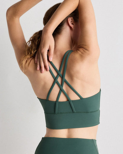 Power-Up Long Line Strappy Sports Bra - XS / Classic White