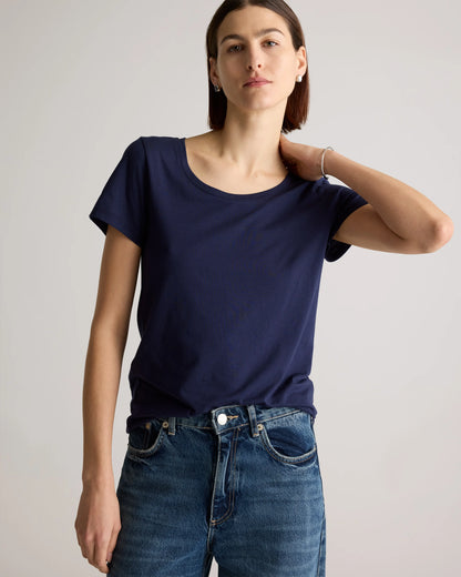 Cotton Modal Scoop Neck Tee - XS / Navy