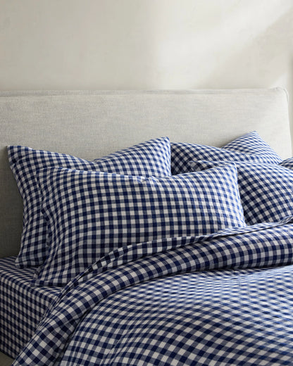 European Linen Deluxe Bedding Bundle - Twin / Willowleaf/White Stripe