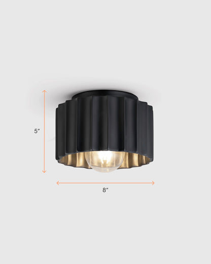 Scalloped Ceramic Flush Mount / Sconce - 8" / Natural