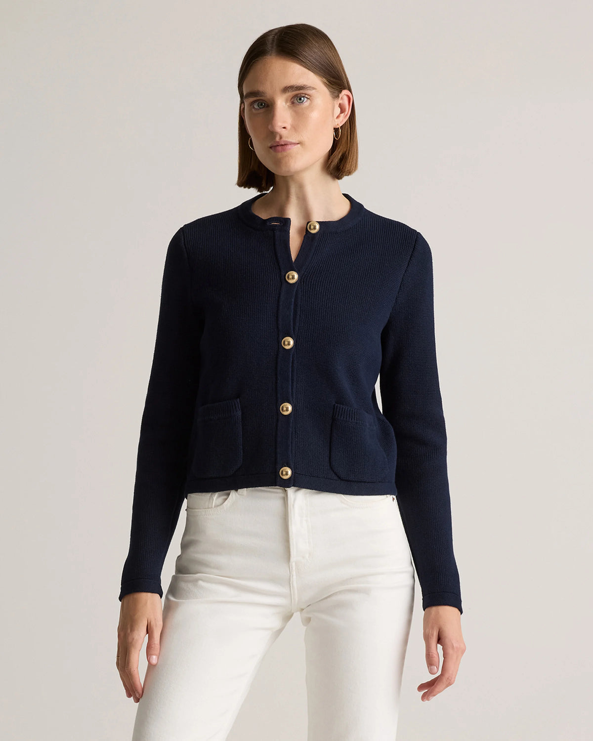 100% Organic Cotton Sweater Jacket - XS / Black/Ivory Colorblock