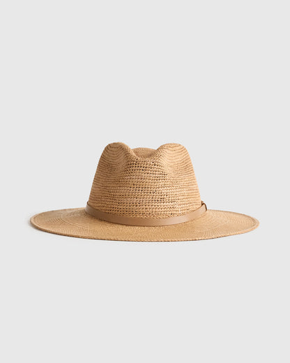 Toquilla Straw Crochet Fedora - S / Natural