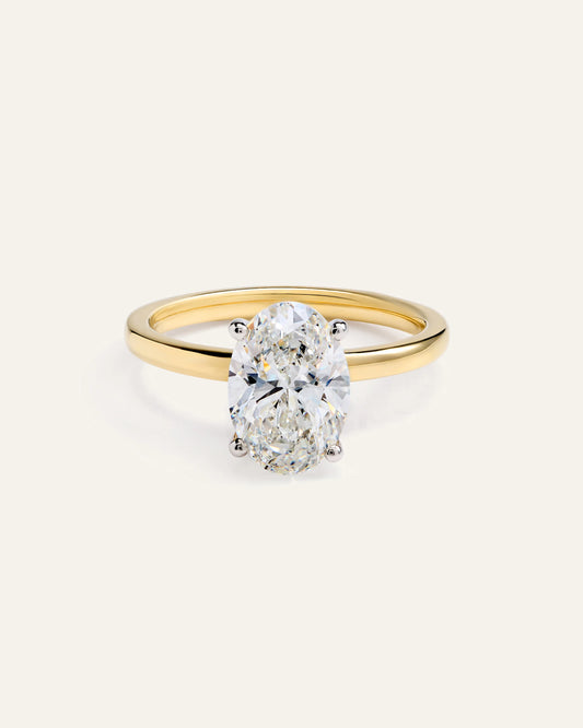 Lab Grown Diamond Oval Comfort Fit Engagement Ring - 2.5ct - 4 / Yellow Gold