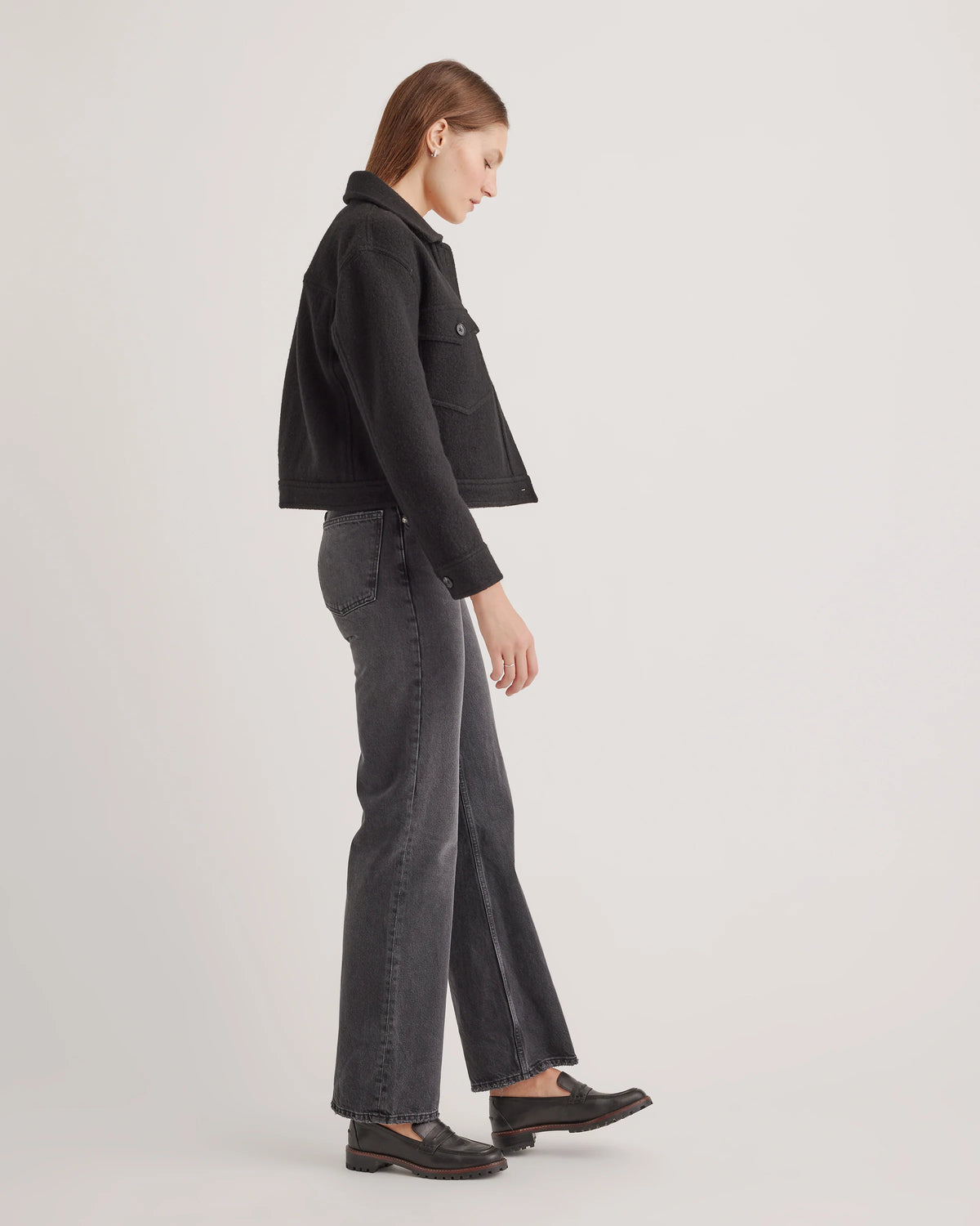 100% Merino Wool Cropped Shirt Jacket - XS / Mulled Wine