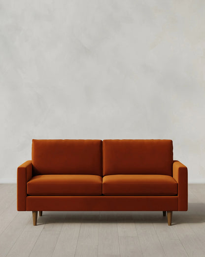 Atlas Midcentury Sofa in Performance Velvet - 6ft / Ivory