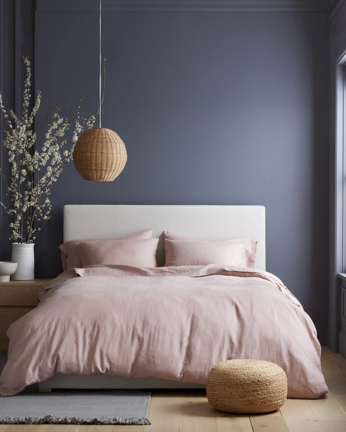 European Linen Duvet Cover Set - Twin / Peach