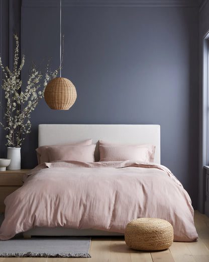 European Linen Duvet Cover Set - Twin / Peach