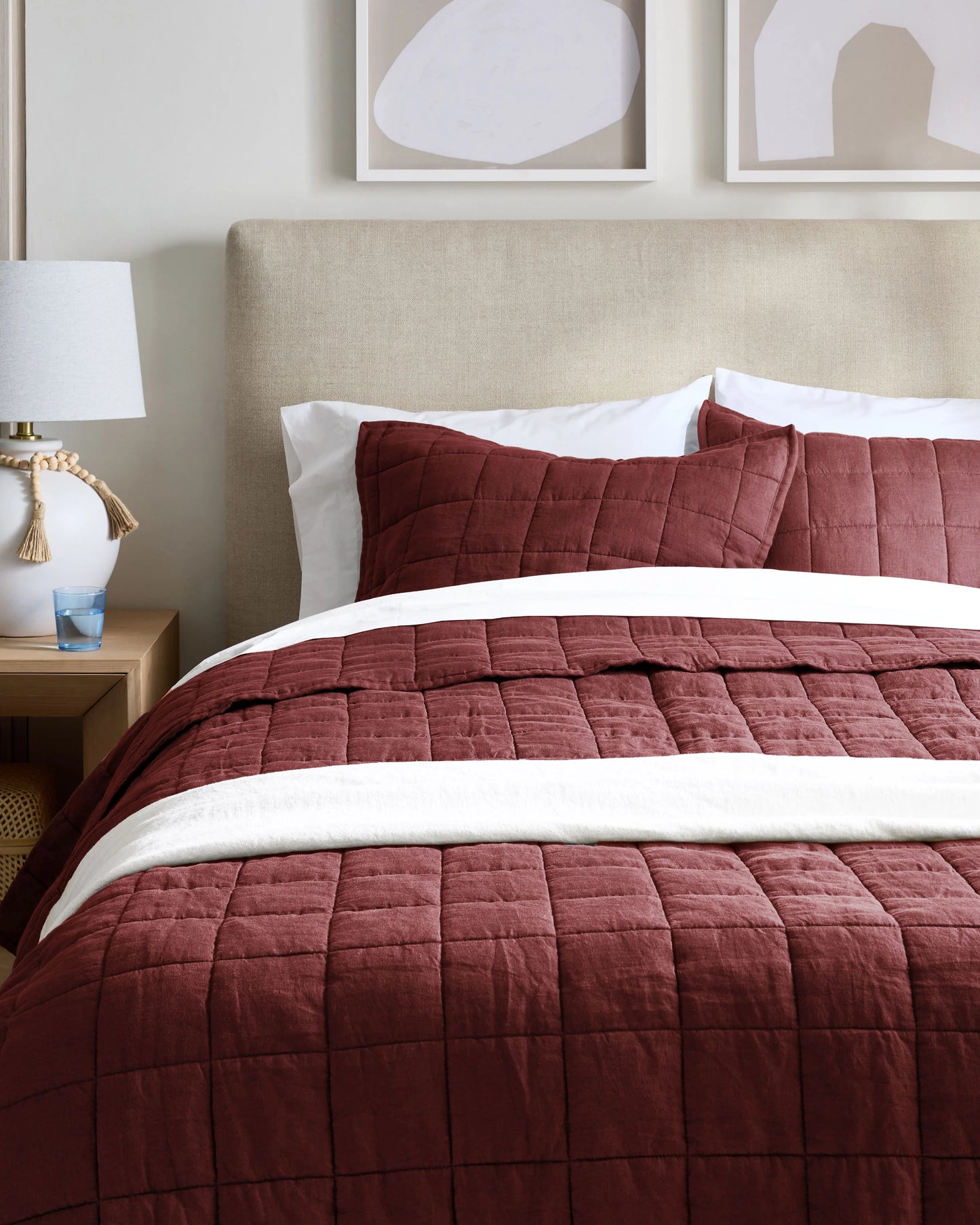 European Linen Box Quilt - Twin / Dusty Mauve