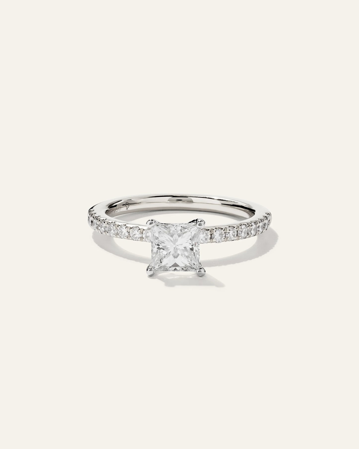 Lab Grown Diamond Princess Petite Pave Engagement Ring - 1ct - 4 / Yellow Gold