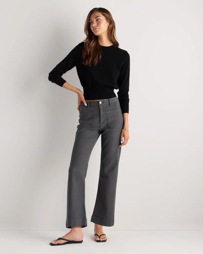 French Terry Wide Leg Pants - 0 / Deep Navy