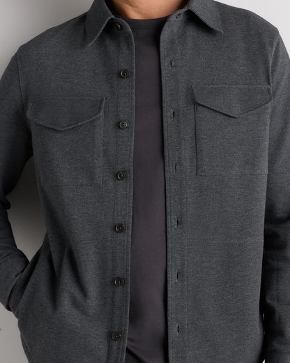 Cotton Pique Knit Overshirt - XS / Heather Charcoal