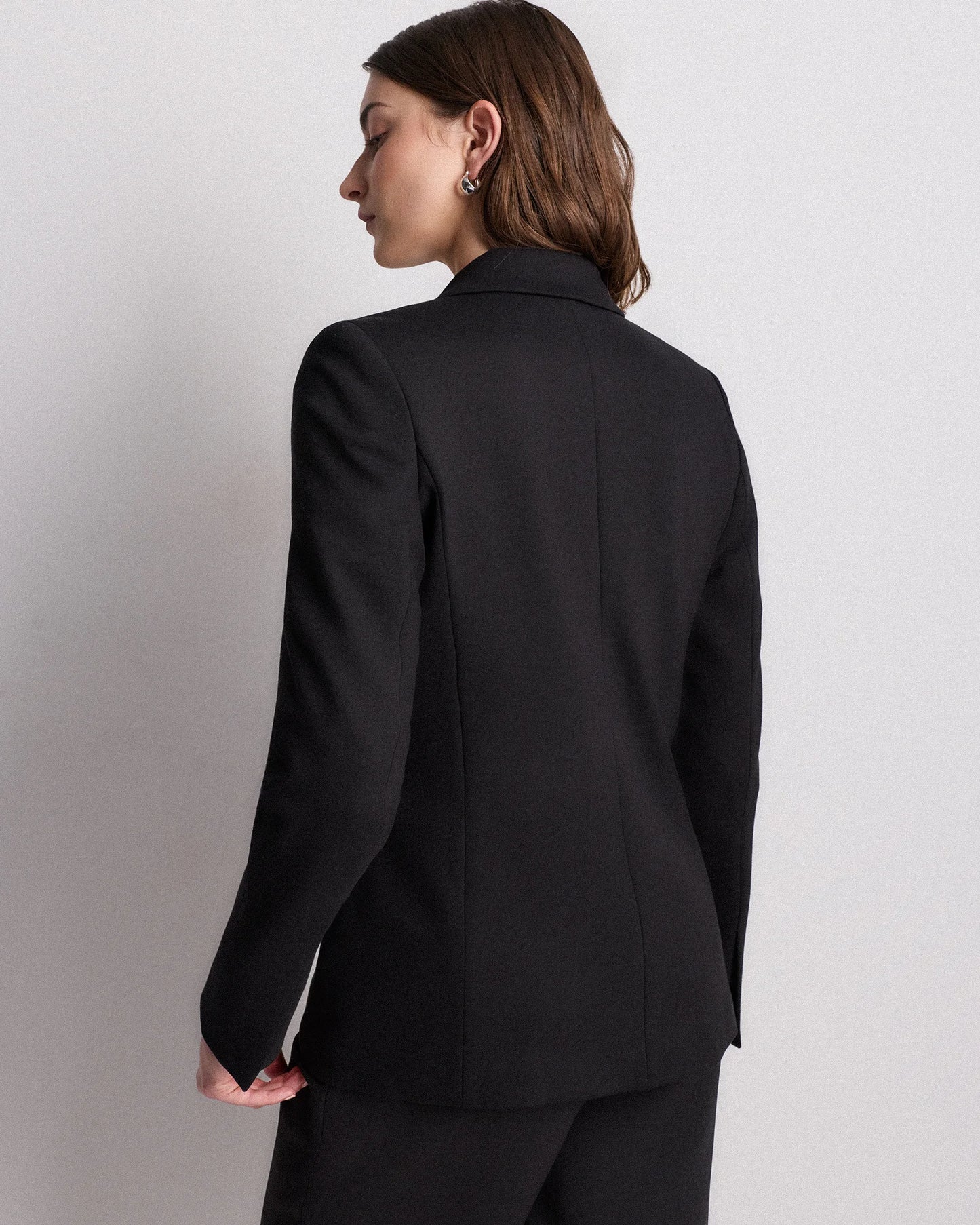 Ultra-Stretch Ponte Single-Breasted Blazer - XS / Espresso