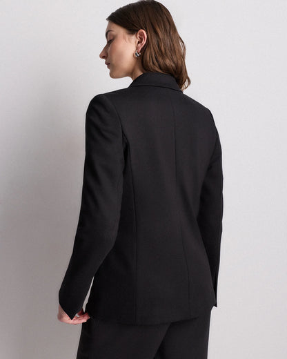 Ultra-Stretch Ponte Single-Breasted Blazer - XS / Espresso