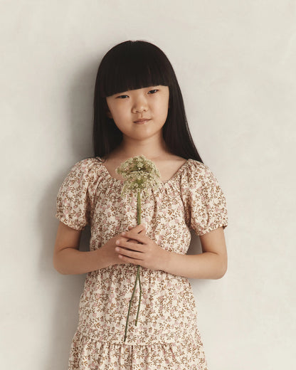 100% Organic Cotton Poplin Tiered Dress - 6 / Wildflower Botanical