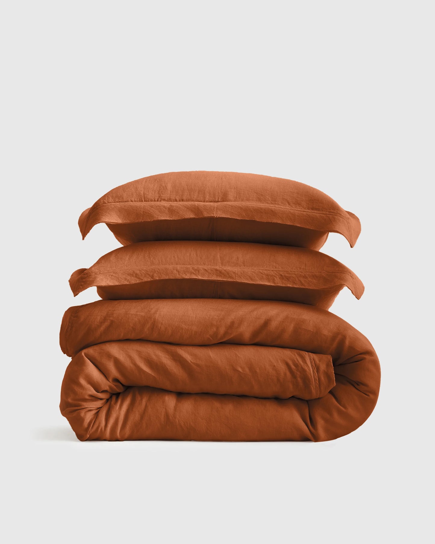 European Linen Double Flange Duvet Cover Set - Twin / Dusty Olive