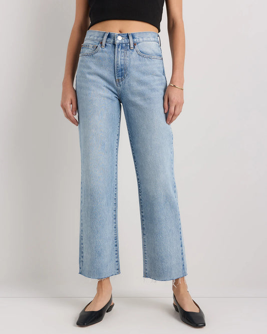 Bella Rigid Straight Jeans - 24 / Powder Blue Raw Hem