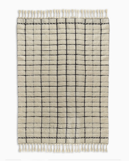 Rima Wool Shag Rug - 3' x 5' / Ivory/Black