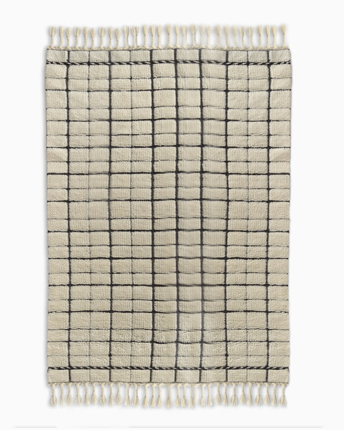 Rima Wool Shag Rug - 3' x 5' / Ivory/Black