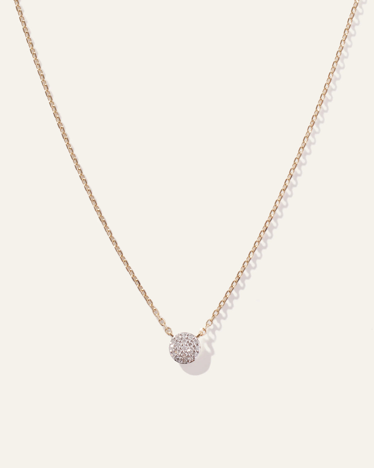 14K Gold Diamond Pave Disc Necklace - One Size / Yellow Gold