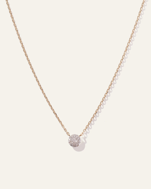 14K Gold Diamond Pave Disc Necklace - One Size / Yellow Gold