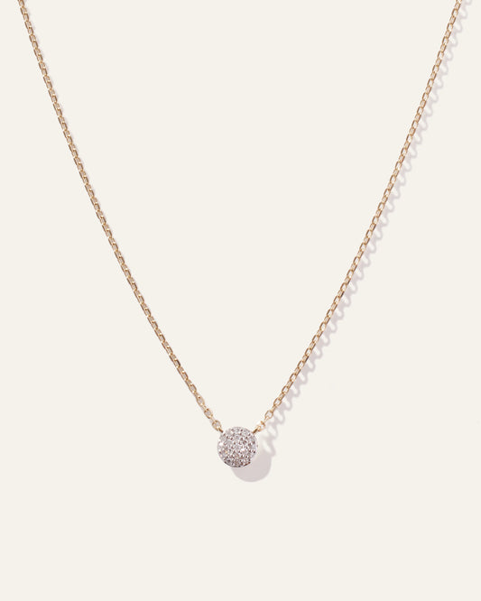 14K Gold Diamond Pave Disc Necklace - One Size / Yellow Gold
