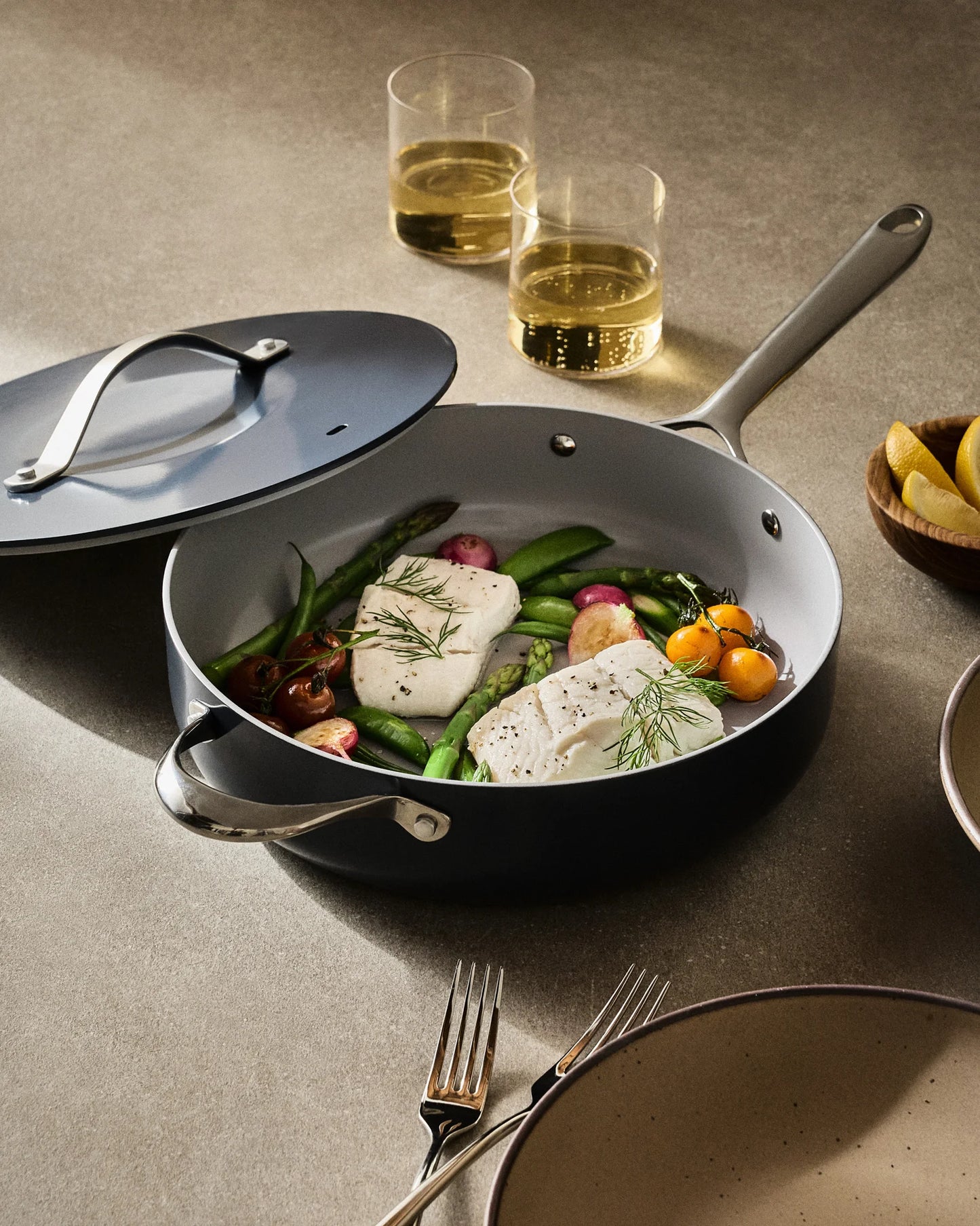 Ceramic Nonstick Saute Pan with Lid - One Size / Navy