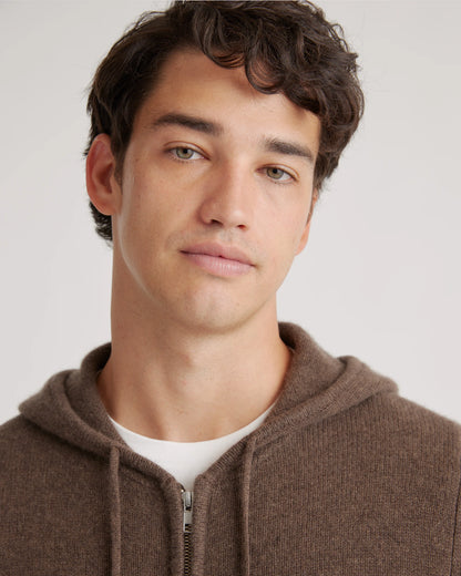 Mongolian Spring Cashmere Full-Zip Hoodie - S / Brown