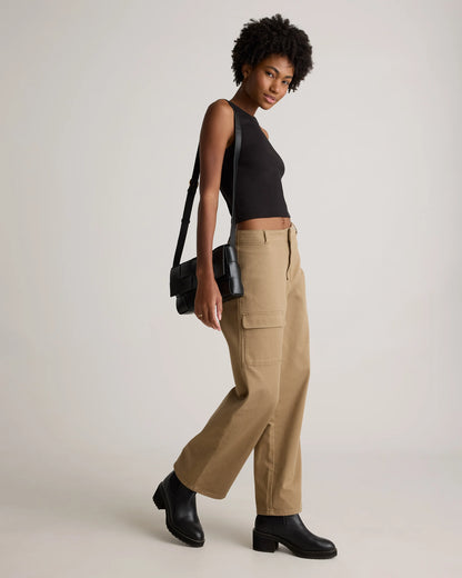 Organic Cotton Micro-Rib Cropped Cutaway Tank - XS / Heather Oatmeal