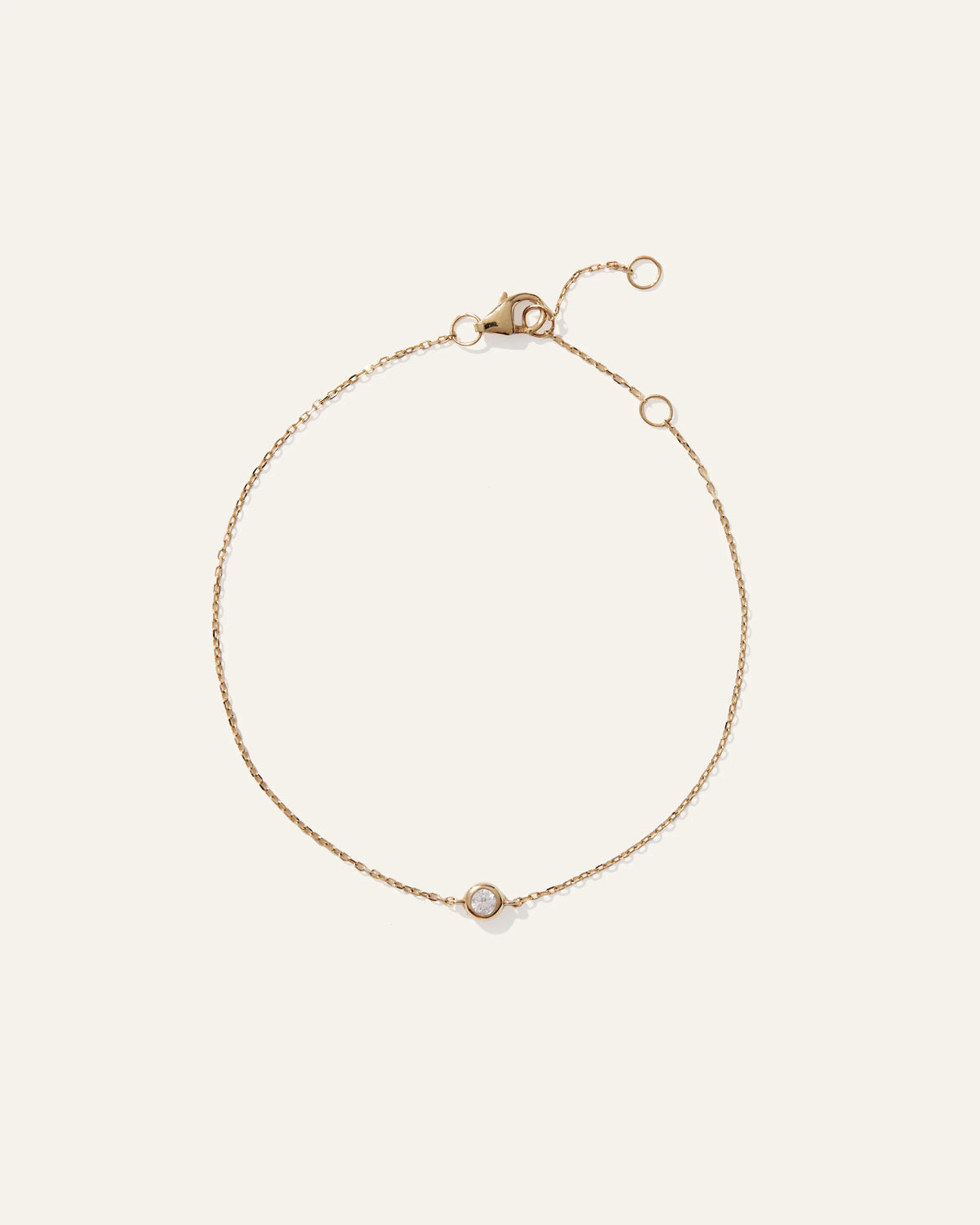 14K Gold Diamond Solitaire Bezel Bracelet - One Size / Yellow Gold
