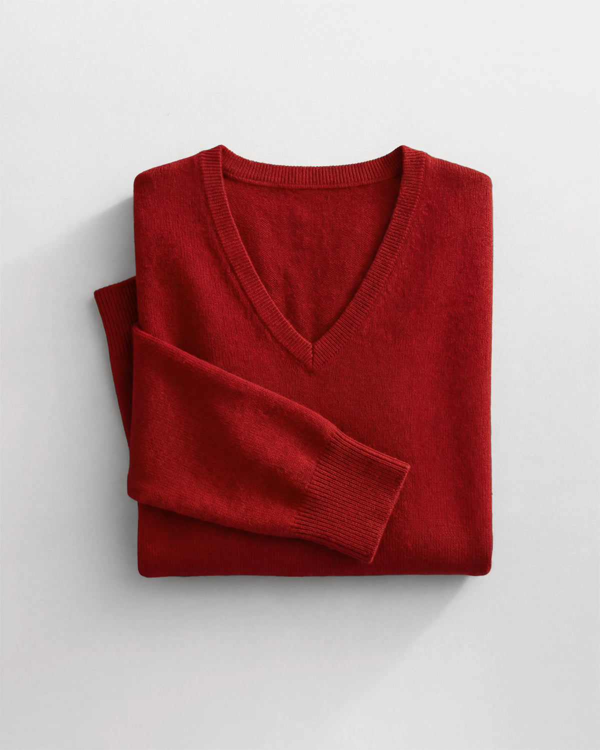 Mongolian Cashmere V-Neck Sweater - XS / Rich Burgundy
