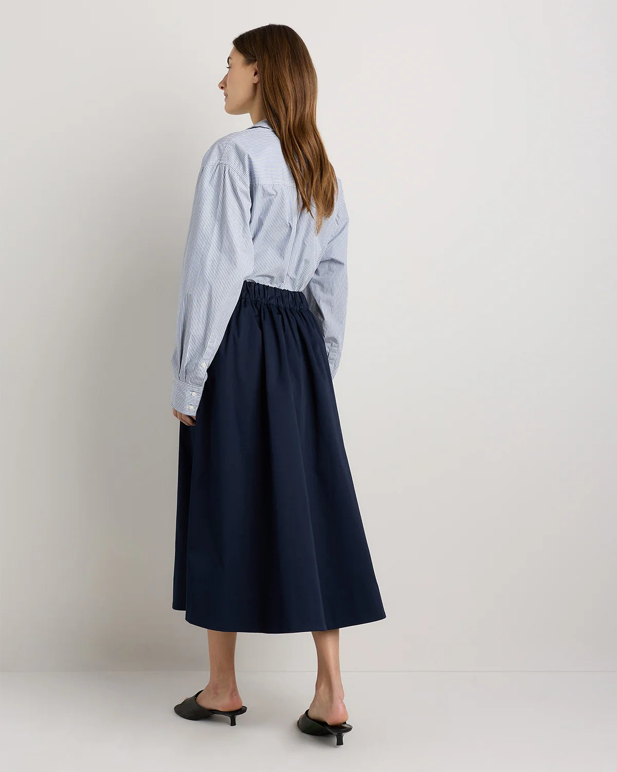 Organic Cotton Sateen A-line Midi Skirt - XS / True Black