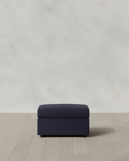 Brennan Ottoman in Performance Basketweave - One Size / Flax