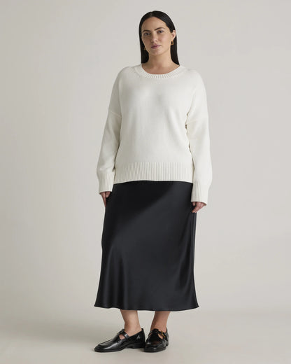 100% Organic Cotton Boyfriend Crew Sweater - 1X / Shell Pink