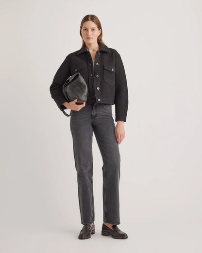 100% Merino Wool Cropped Shirt Jacket - XS / Mulled Wine