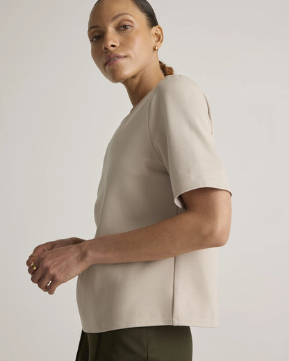 Ultra-Stretch Ponte Short Sleeve Top - XS / Black