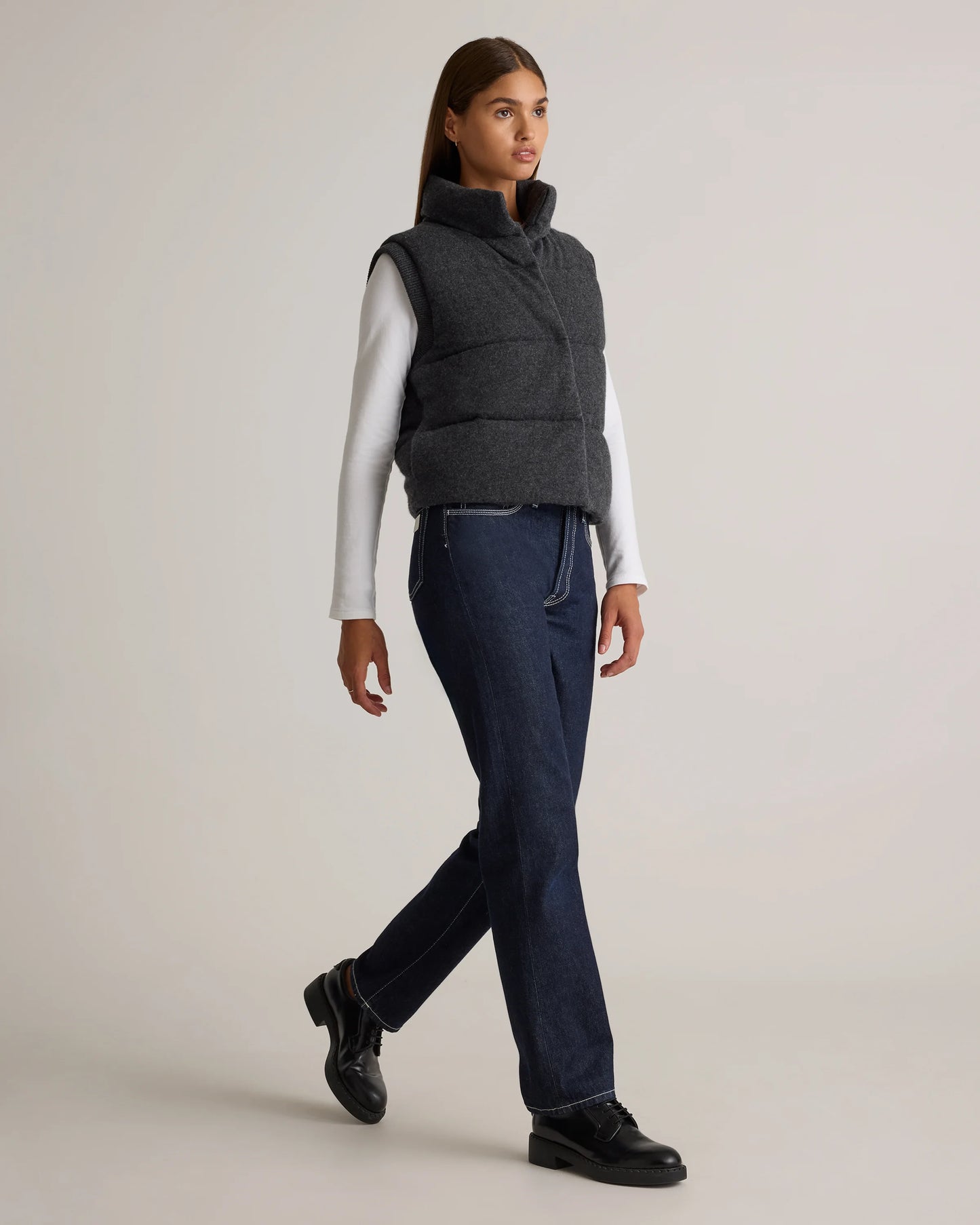 Mongolian Cashmere Puffer Vest - XS / Black