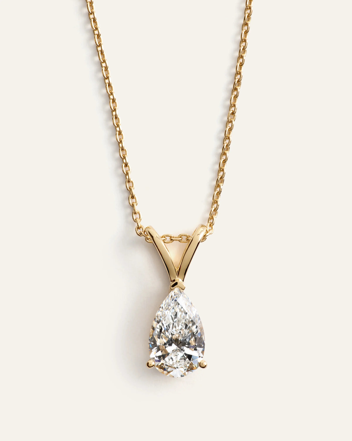 14K Gold Lab Grown Diamond Pear Solitaire Necklace - 1ctw - One Size / Yellow Gold