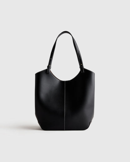 Italian Leather Trapeze Tote - One Size / Dark Brown