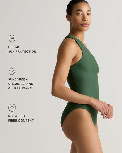 Italian One Shoulder One-Piece Swimsuit - XS / Palm