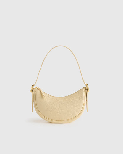 Italian Leather Mini Crescent Shoulder Bag - One Size / Espresso Brown