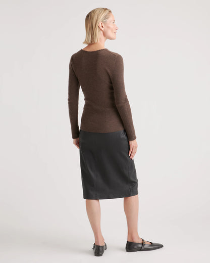 Featherweight Cashmere Ribbed Crewneck Sweater - XS / Charcoal