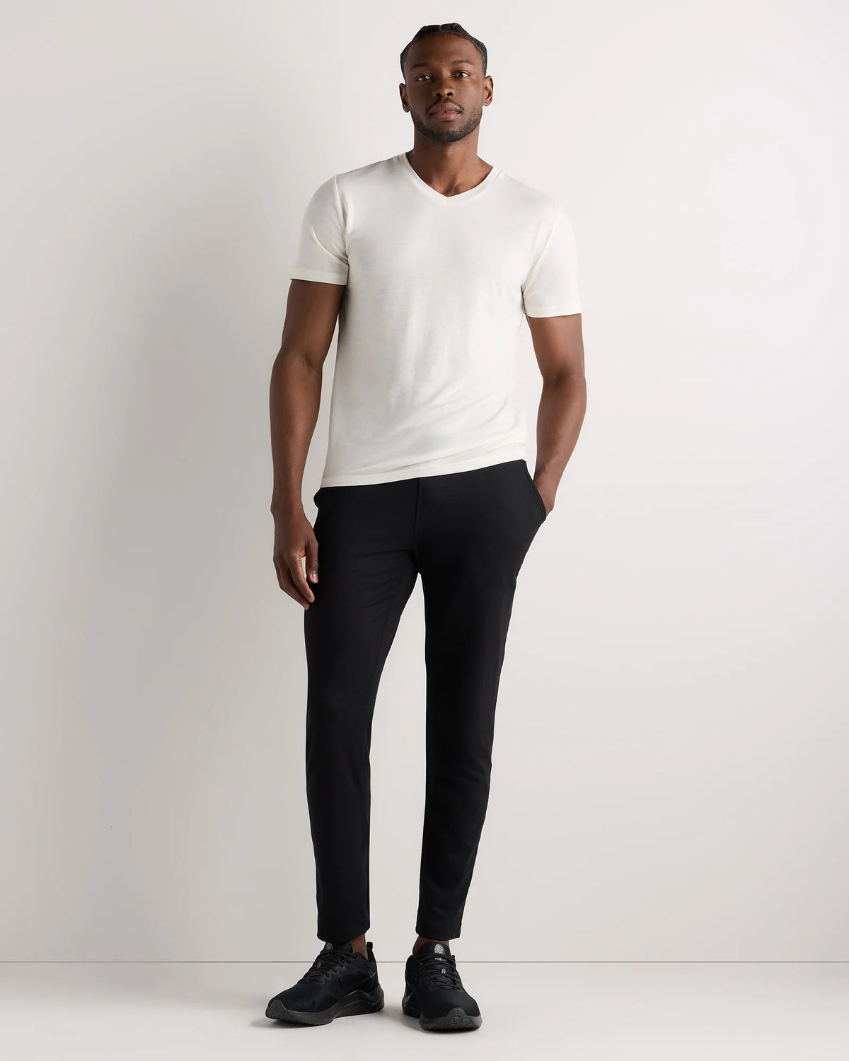 100% Merino Wool All-Season V-Neck Base Layer Tee - XS / Off-White