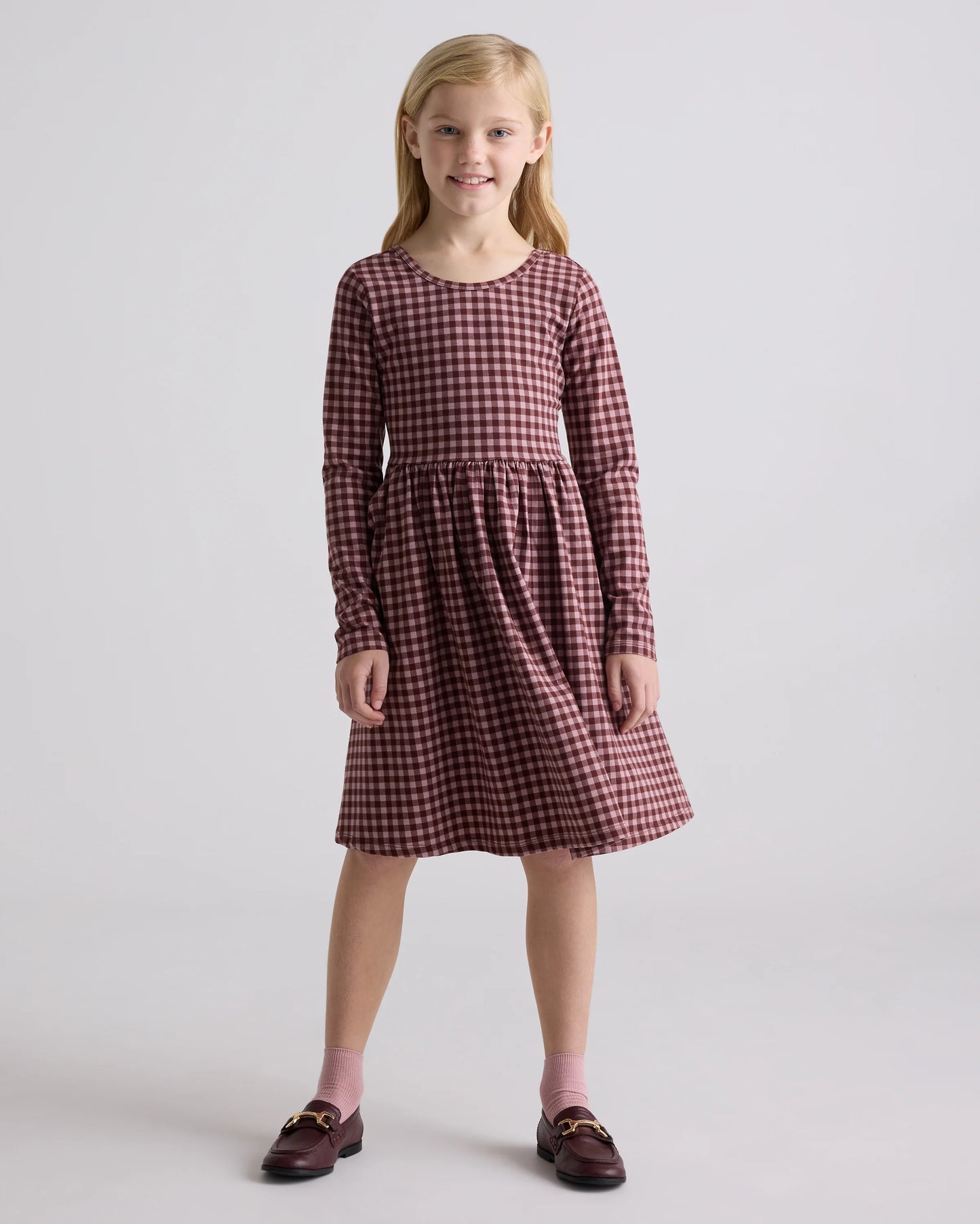 Organic Cotton Long Sleeve Skater Dress - 6 / Red Poppy Garden
