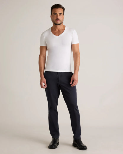 Soft Stretch V-Neck Undershirt (3-Pack) - S / Classic White