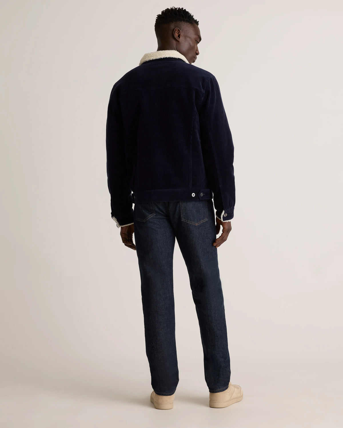 Organic Stretch Corduroy Sherpa-Lined Trucker Jacket - S / Espresso